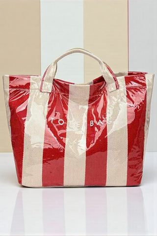 ETA 12/31 - Red and Beige Striped TOTE BAG