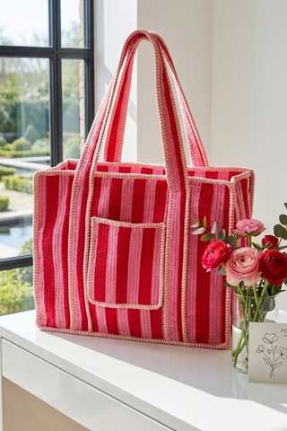ETA 10/19-11/9 Nash Grey Carryall in Pink Stripe