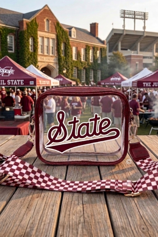 ETA 6/24 - Mississippi State Maroon Clear Crossbody Bag