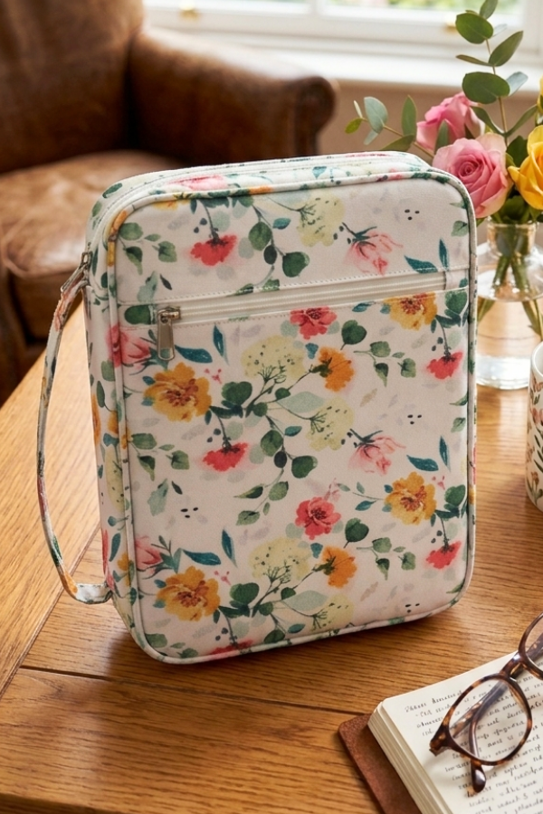 ETA 7/15 - Rebecca White Floral Zipper Bible Cover