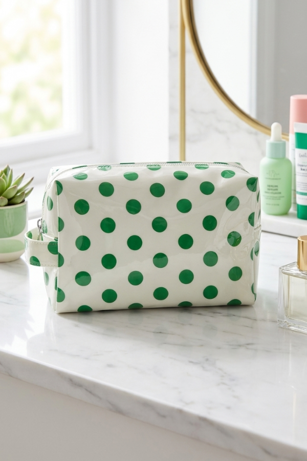 Mabel Cream Polka Dot Cosmetic Bag