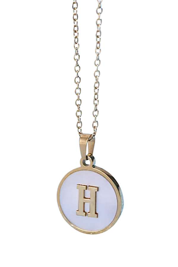 Gold Pearl Initial Necklace H - ETA 3/15