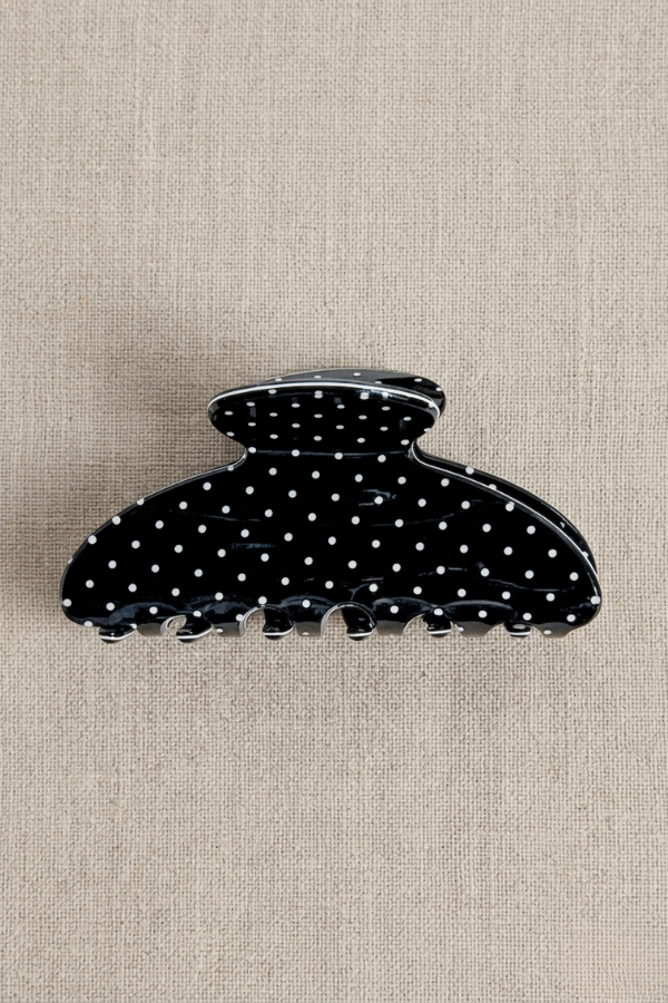 Black Polka Dot Claw Clip