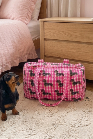 The Chloe Pink Gingham Duffel Bag©