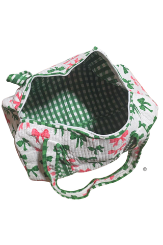 Southern Belle Pink and Green Bow Duffel Bag
