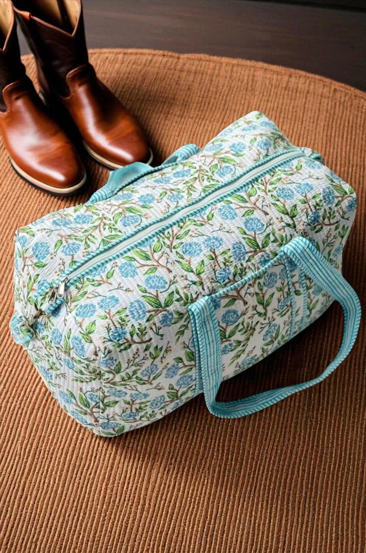 ETA 10/9 - Kingsley Blue Floral Duffle Bag