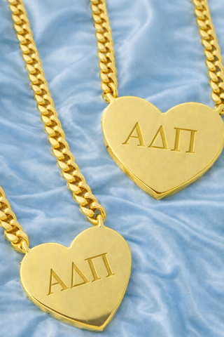 ETA 4/22 - Alpha Delta Pi Engraved Gold Heart Necklace