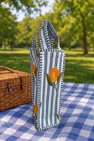 The Citrus Spritz Lemon Print Wine Tote