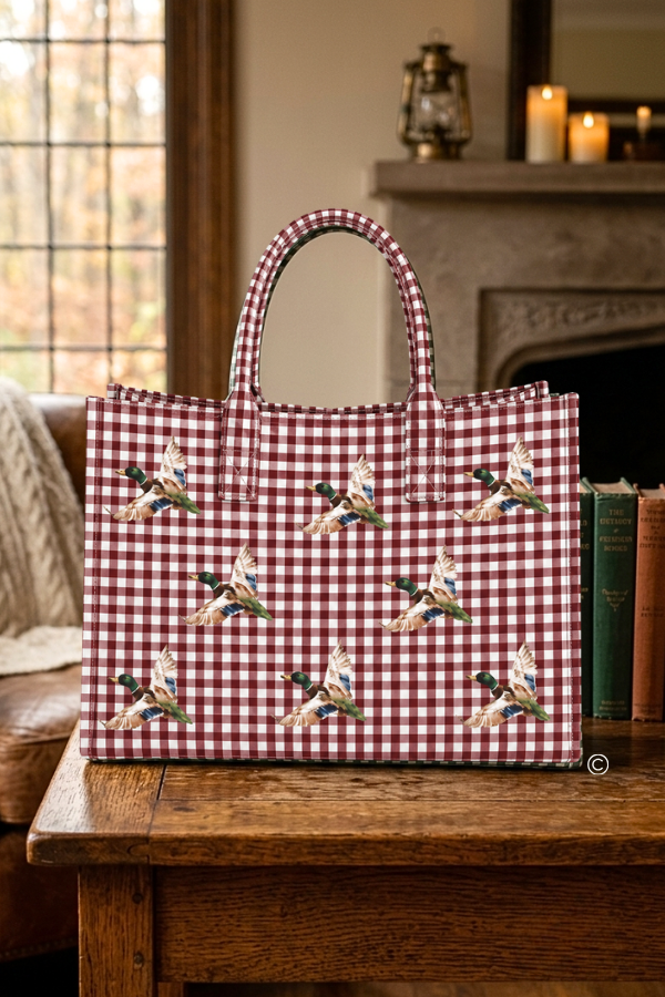ETA 10/15-10/29 Mallard Marshland Maroon Gingham Vinyl Tote©