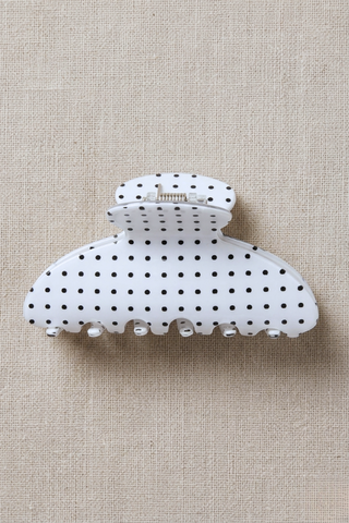 White Polka Dot Claw Clip