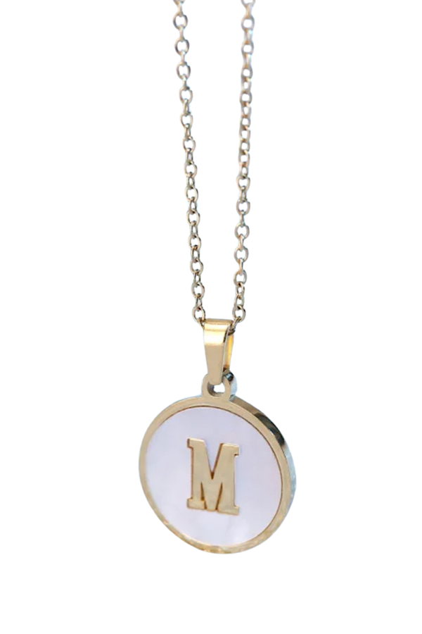 Gold Pearl Initial Necklace M - ETA 3/15