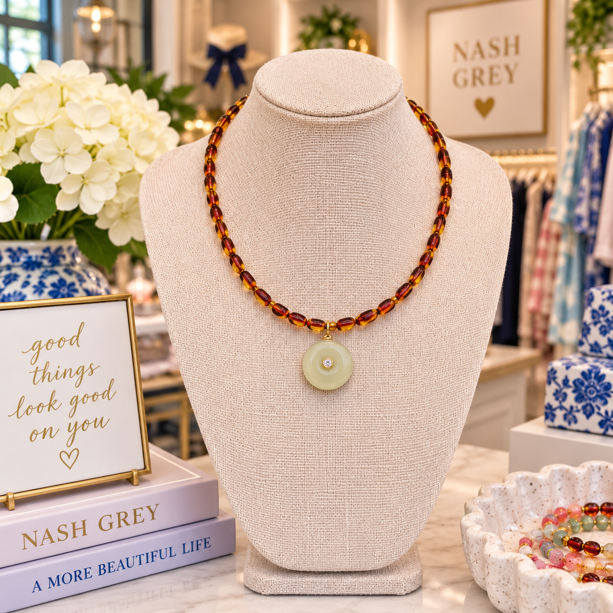 ETA 10/19 - 11/09 Ellie Amber Beaded Necklace