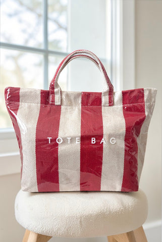 ETA 4/20 - Red and Beige Striped TOTE BAG