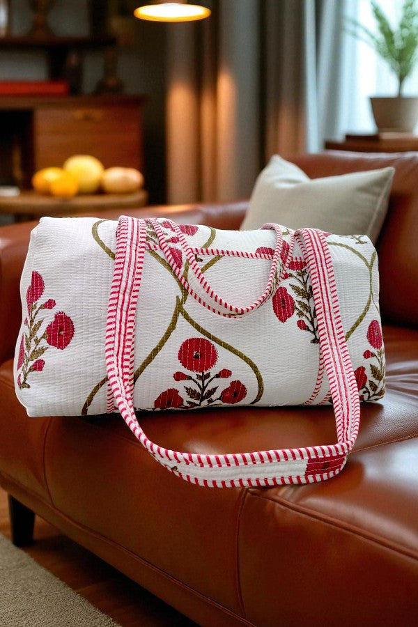 ETA 9/10 - Ellison Burgundy Floral Duffle Bag