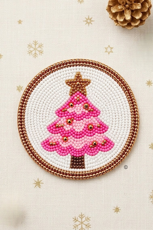 ETA 10/19-11/9 Merry & Pink Beaded Coaster