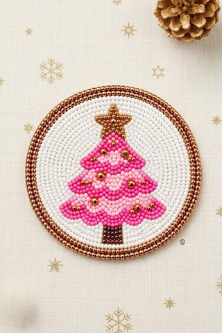 ETA 10/19-11/9 Merry & Pink Beaded Coaster