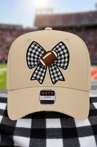 ETA 9/8 - Black Gingham Bow Football Embroidered Hat