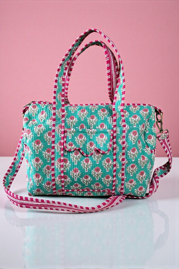 ETA 2/20 - Marley Teal and Pink Floral Duffel Bag