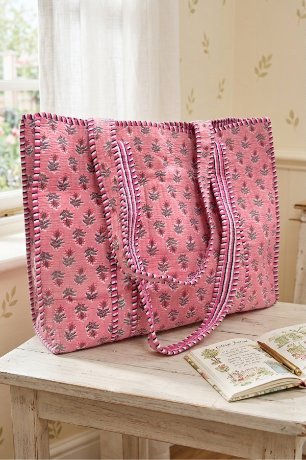 Zoe Pink Floral Tote Bag