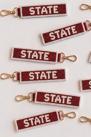 ETA 8/24-9/7 STATE Beaded Keychain
