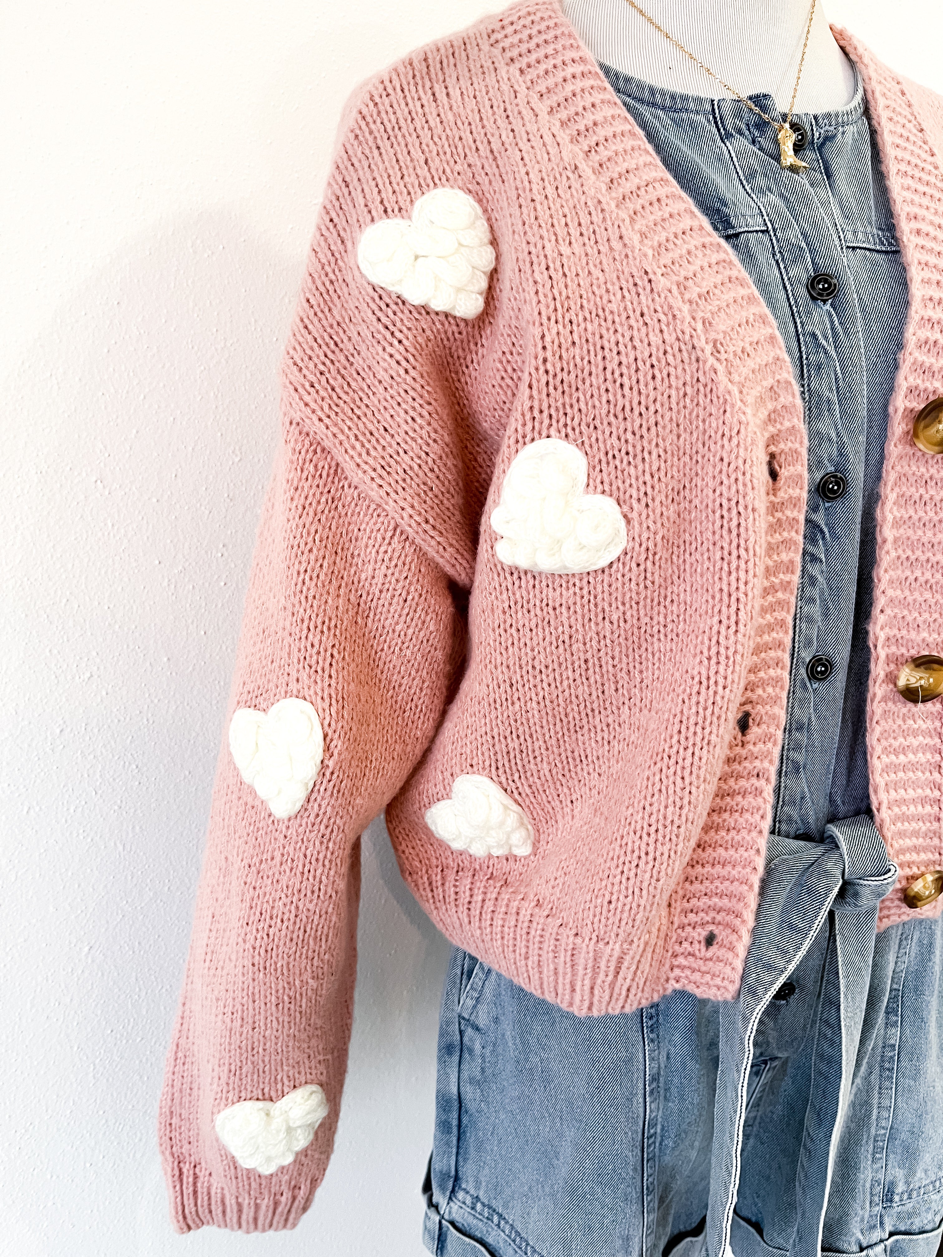 Loverly Pink Heart Cropped Cardigan - ETA 1/8