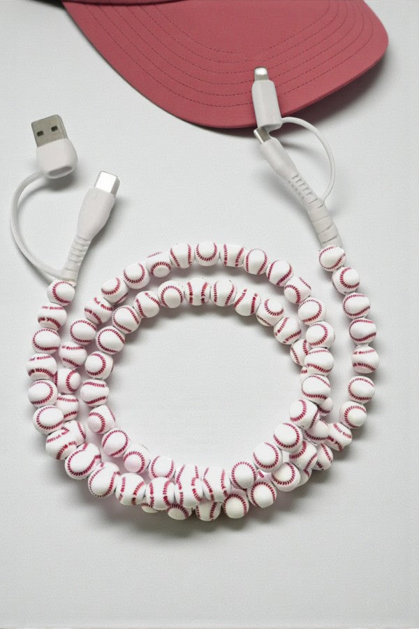 Baseball Beaded Charging Cord