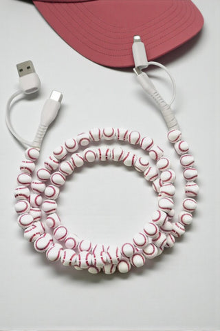Baseball Beaded Charging Cord