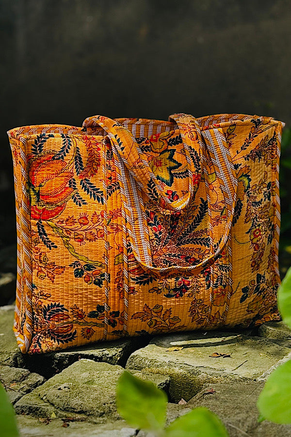 ETA 10/13 - Bianca Orange Velvet Floral Tote Bag