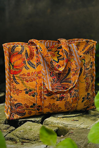 ETA 10/13 - Bianca Orange Velvet Floral Tote Bag
