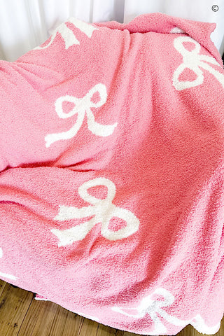 ETA 9/25 - Pink and White Bow Luxury Blanket