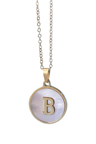 Gold Pearl Initial Necklace B - ETA 3/15