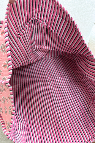 Zoe Pink Floral Tote Bag