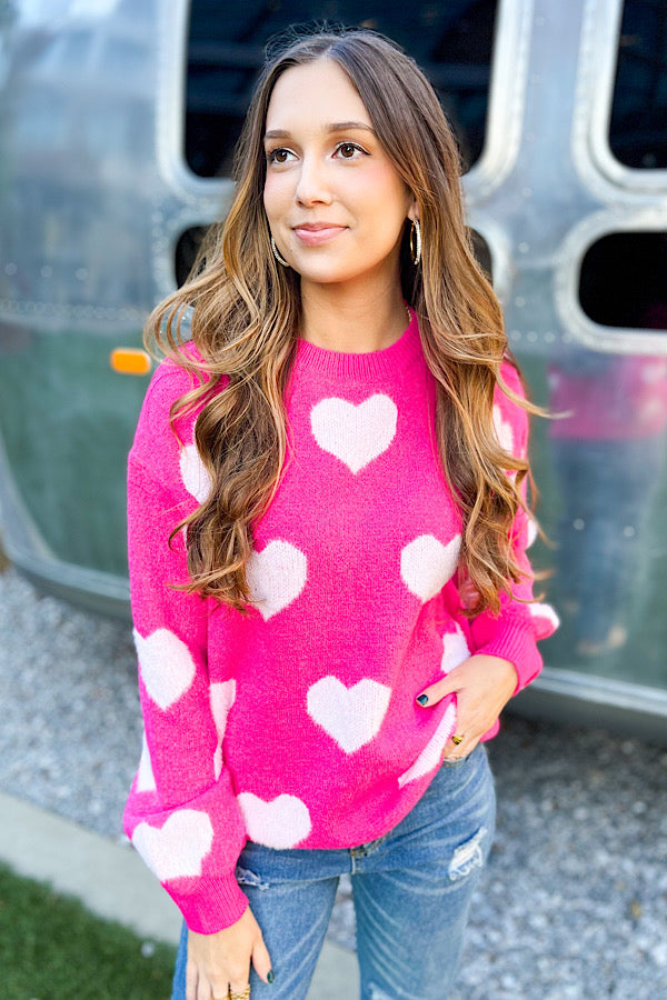 Hot Pink Heart Sweater - ETA 12/29