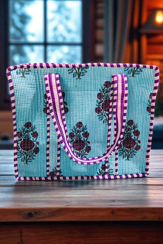 ETA 10/13 - Aspen Blue and Purple Floral Tote Bag