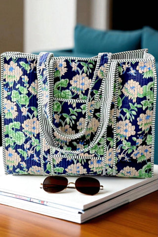 ETA 10/9 - Merritt Navy Blue Floral Tote Bag