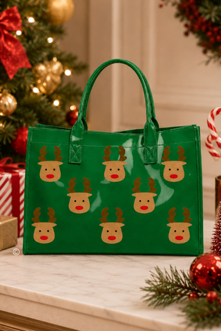 ETA 9/30 - Oh Deer! Christmas is Here! Green Tote Bag