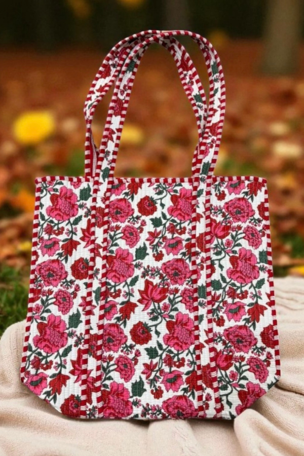 Poppy Lane Pink Floral Tote Bag