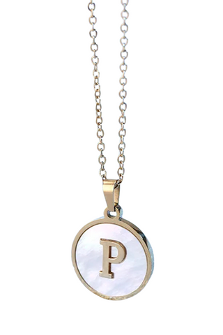 Gold Pearl Initial Necklace P - ETA 3/15