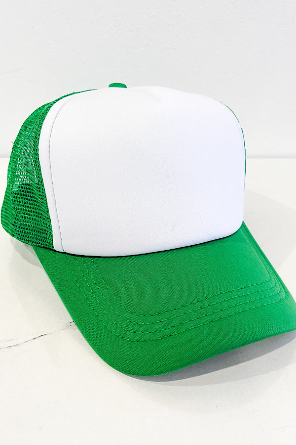 Green White Blank Trucker Hat
