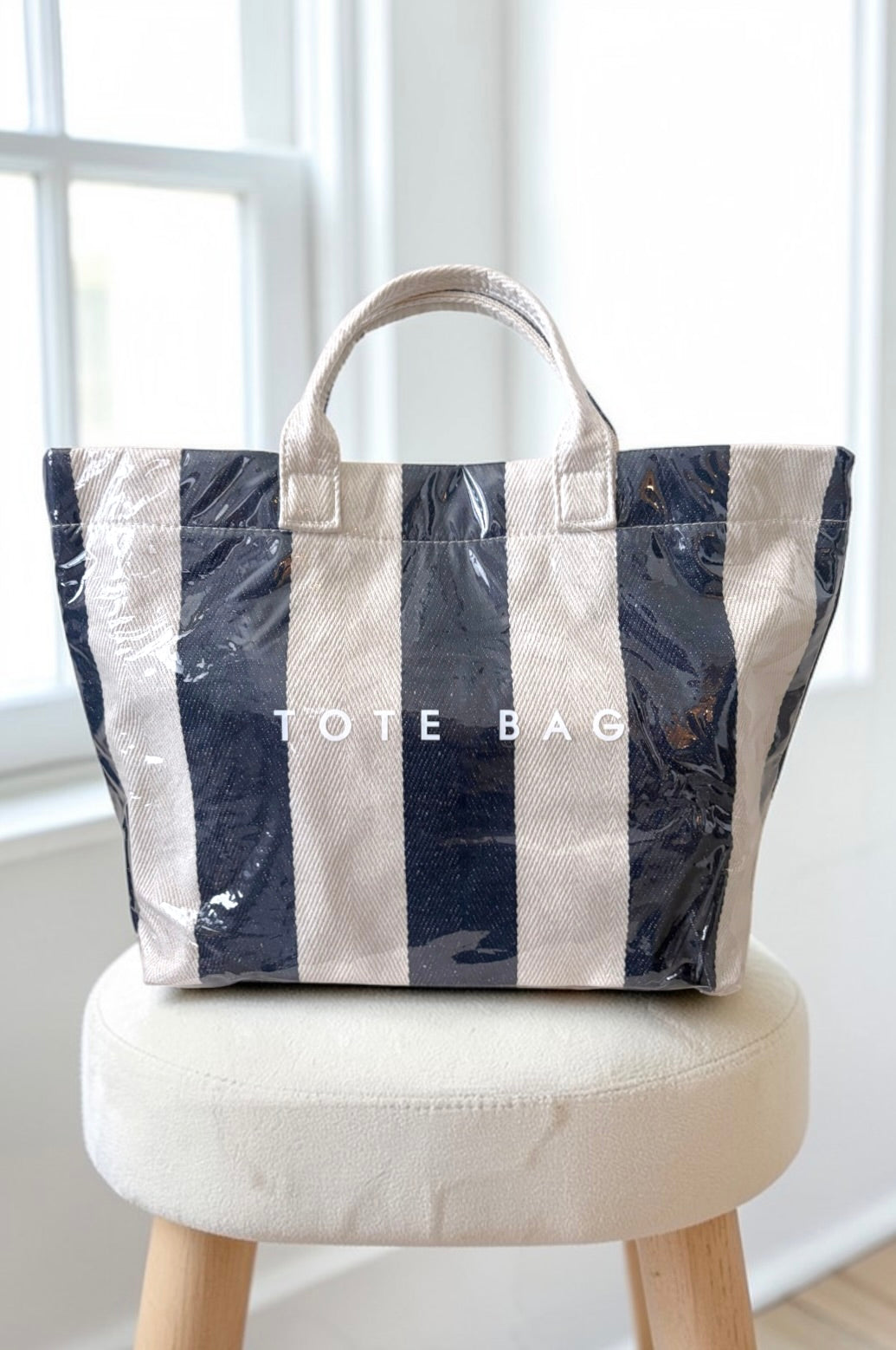 ETA 4/13 - Navy and Beige Striped TOTE BAG