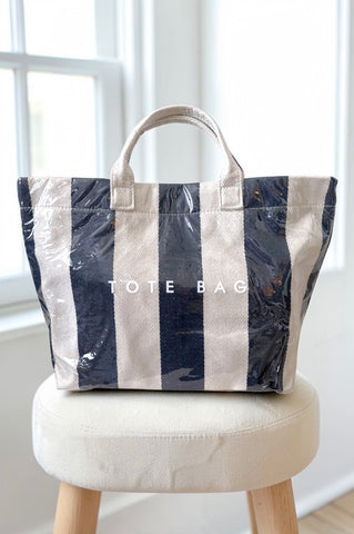 ETA 4/13 - Navy and Beige Striped TOTE BAG