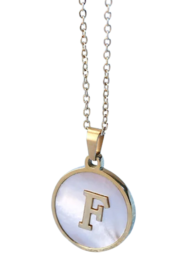 Gold Pearl Initial Necklace F - ETA 3/15