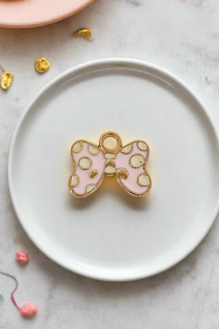 Pink Polka Dot Bow Charm