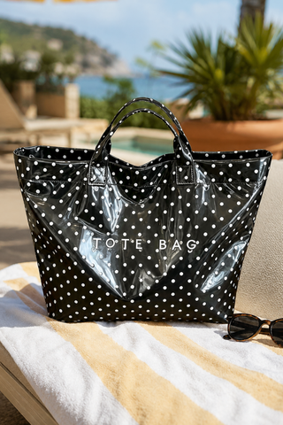 ETA 7/15 - Black and White Polka Dot TOTE BAG