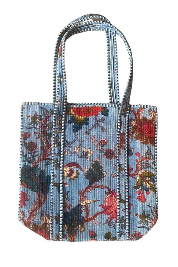 ETA 9/30-10/14 Floral Fix Blue Velvet Tote Bag