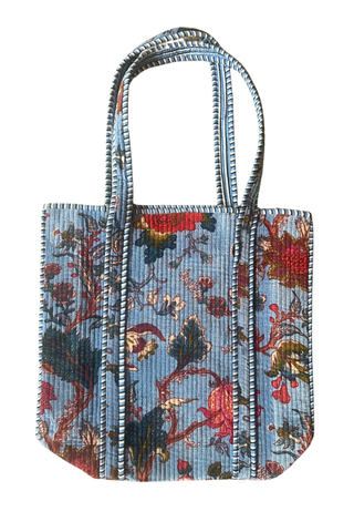 ETA 9/30-10/14 Floral Fix Blue Velvet Tote Bag