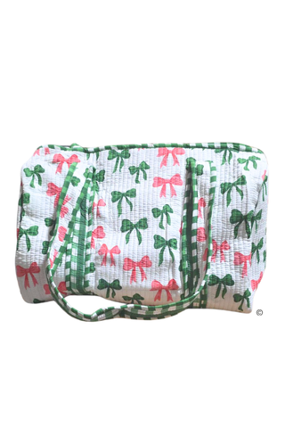 Southern Belle Pink and Green Bow Duffel Bag