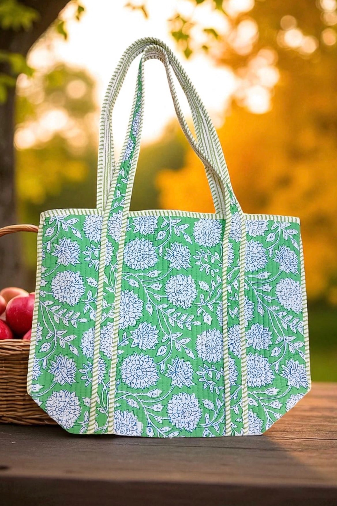 ETA 10/6 - Terra Green Floral Patterned Tote Bag