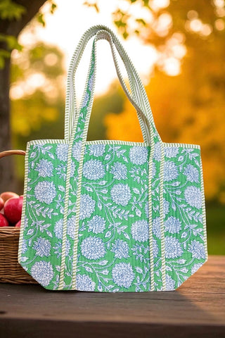 ETA 10/6 - Terra Green Floral Patterned Tote Bag