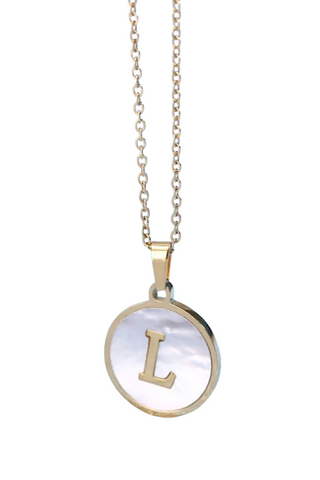 Gold Pearl Initial Necklace L - ETA 3/15